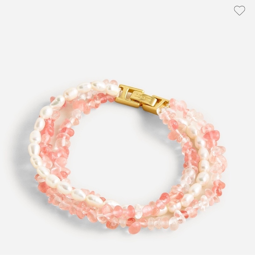 NWT J. Crew Pink Quartz w/ Pearl Multi-Strand Bracelet.